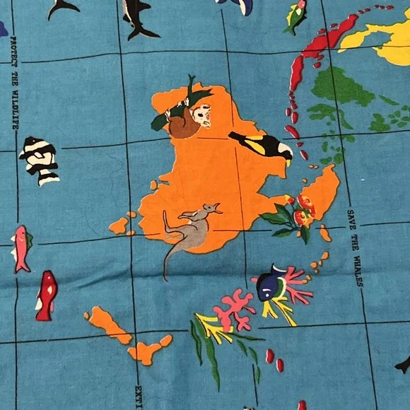 Vintage Wild Animal Safari Jungle Endangered Extinction Pair Pillowcases Blue - Picture 5 of 9